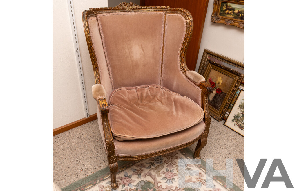 Louis XVI Bergère Armchair with Dusty Pink Upholstery
