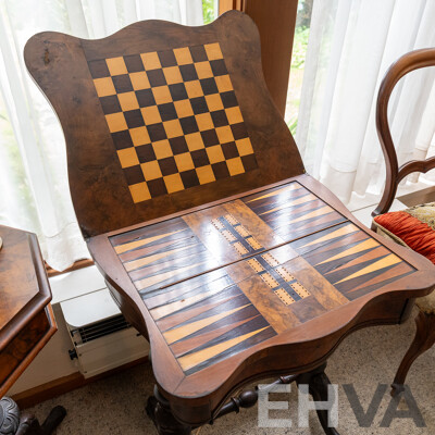 Early Victorian Bur Walnut Fold Over Games Table