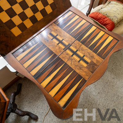Early Victorian Bur Walnut Fold Over Games Table