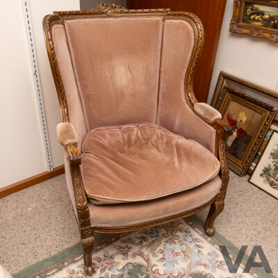 Louis XVI Bergère Armchair with Dusty Pink Upholstery