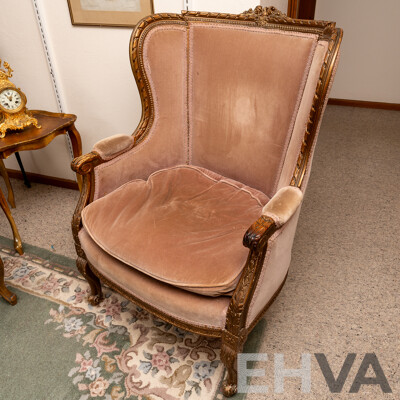 Louis XVI Bergère Armchair with Dusty Pink Upholstery