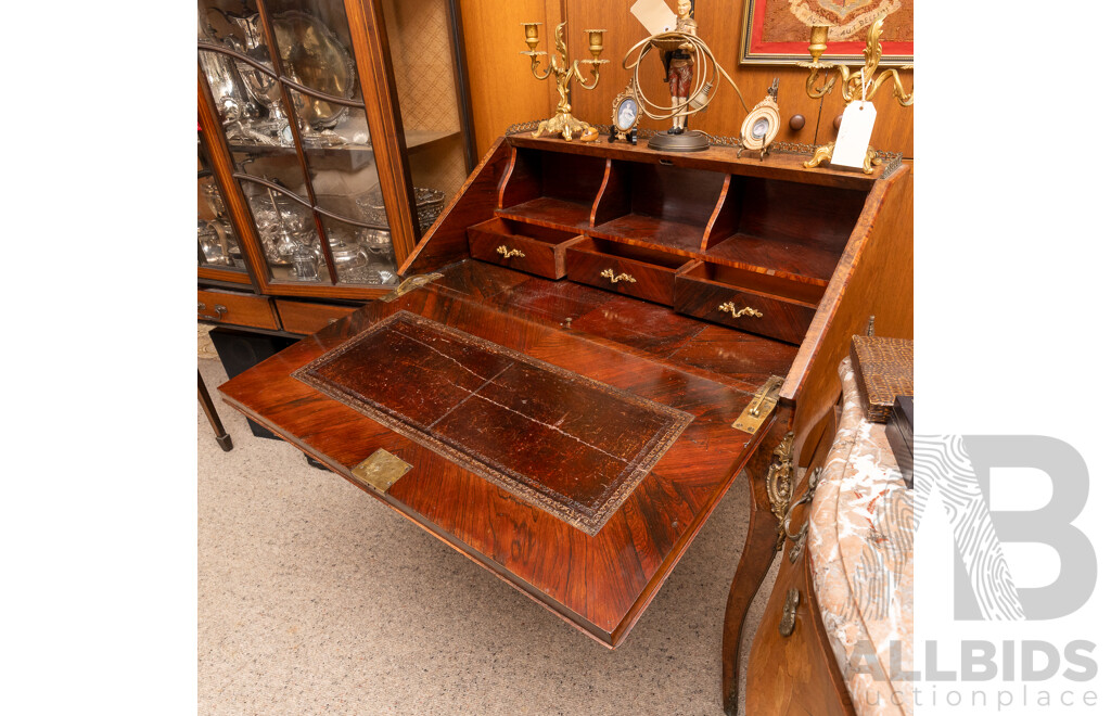 French Bur Walnut Elevated Drop Front Bureau