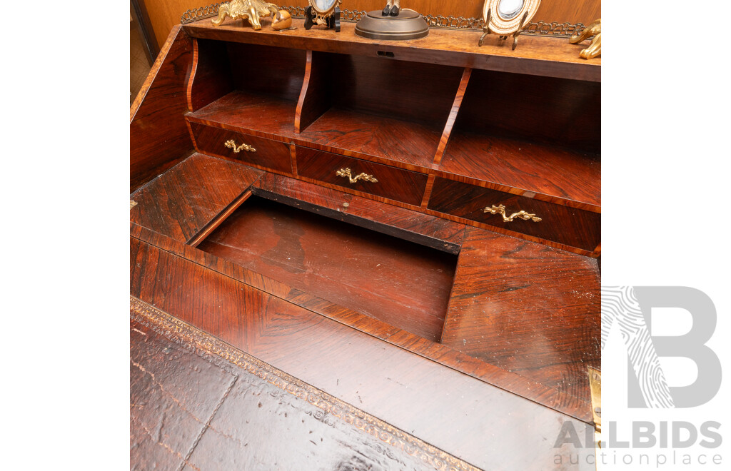 French Bur Walnut Elevated Drop Front Bureau