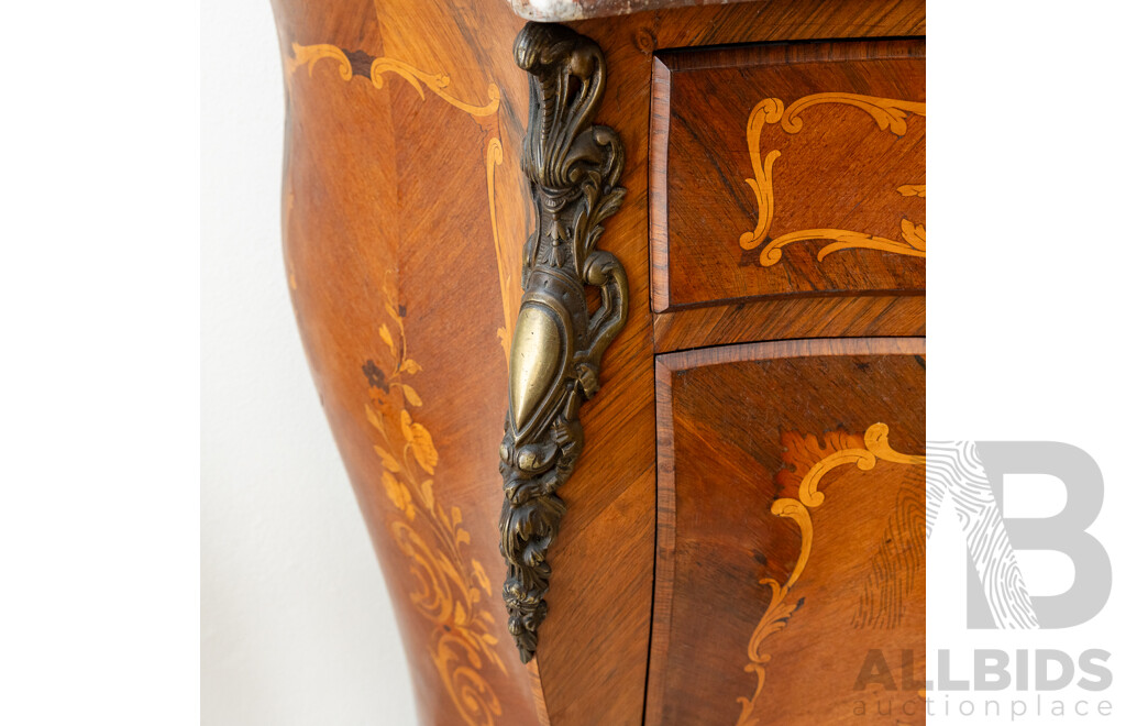 Louis XV Style Serpentine Front Hall Cabinet with Marble Top