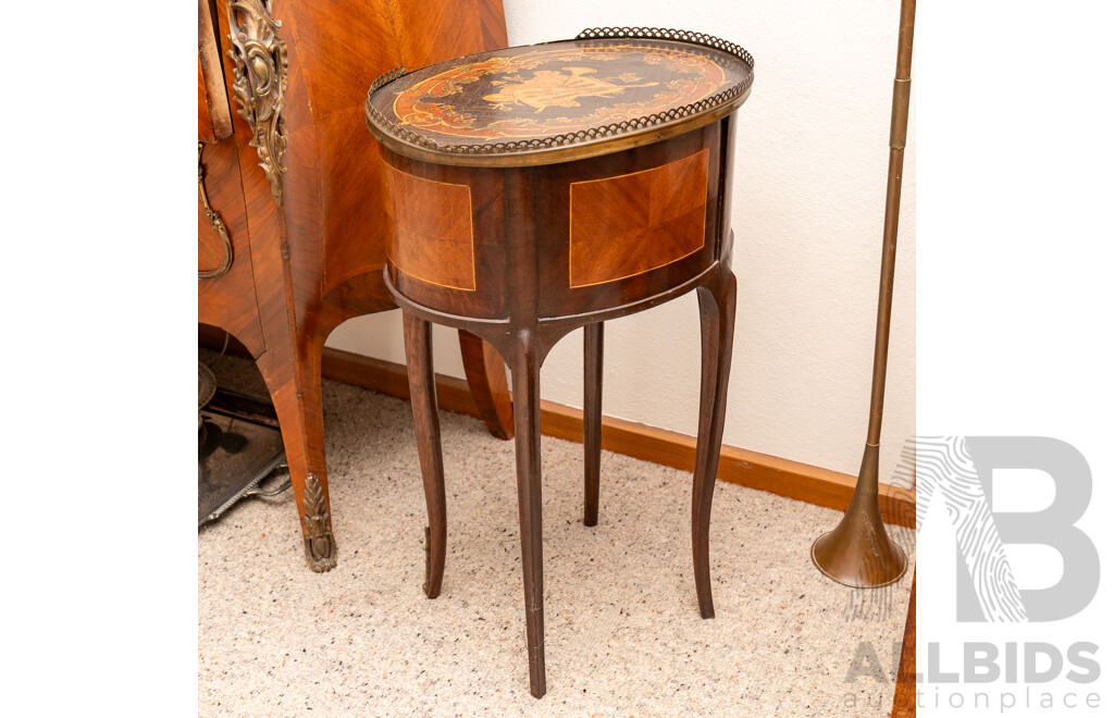 Louis XV Style Oval Elevated Barrell Bedside Chest