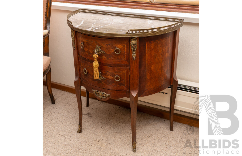 Louis XV Style Demi-Lune Chest of Two Drawers