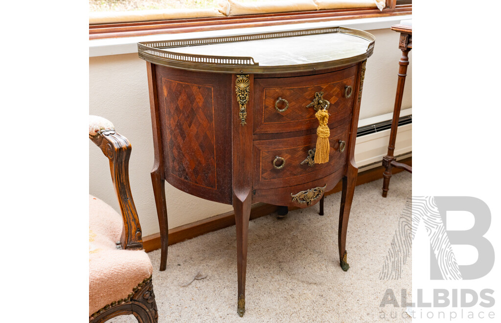 Louis XV Style Demi-Lune Chest of Two Drawers
