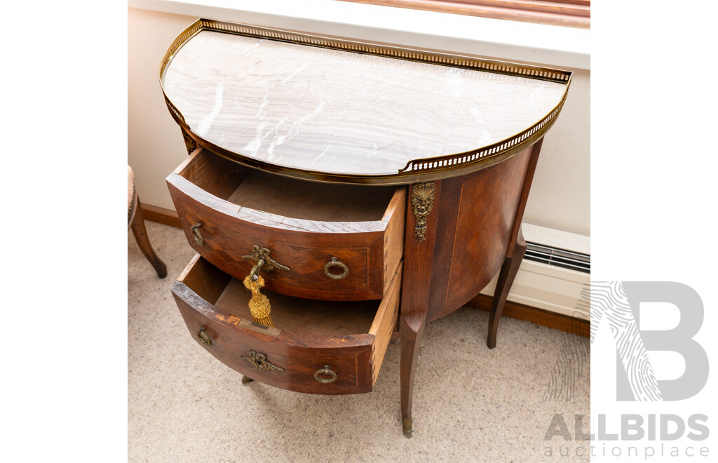 Louis XV Style Demi-Lune Chest of Two Drawers