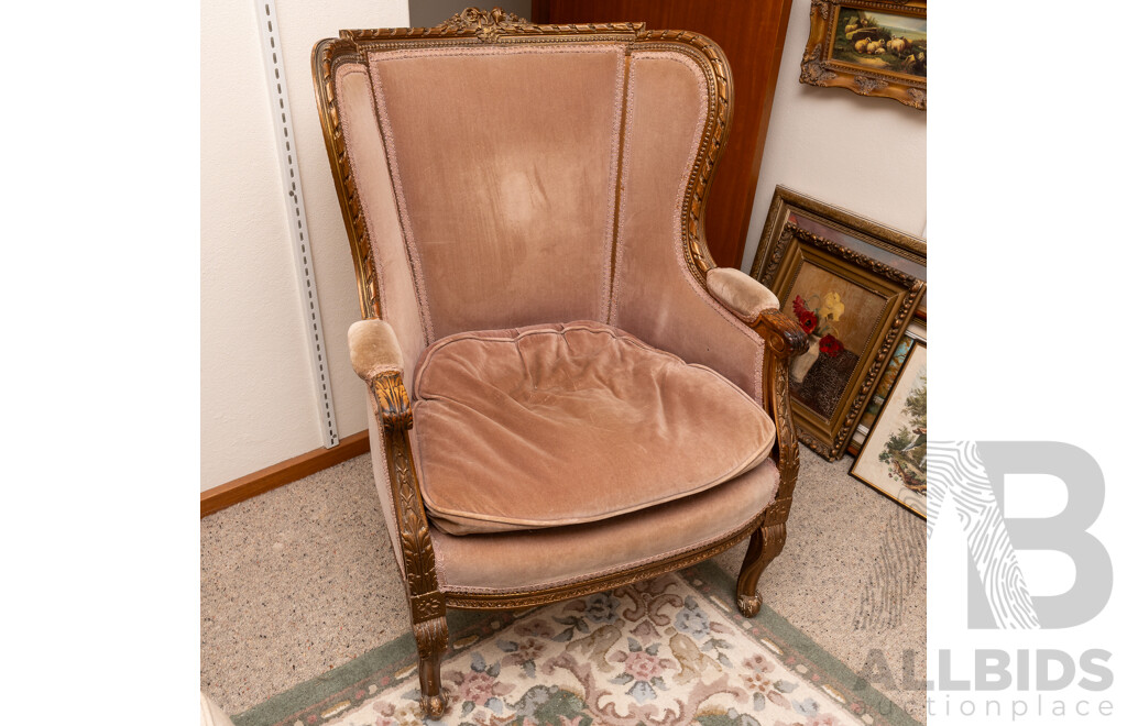 Louis XVI Bergère Armchair with Dusty Pink Upholstery