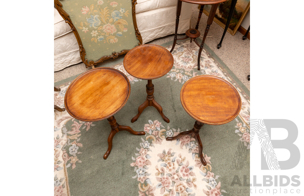 Pair of Mahogany Wine Tables and Another