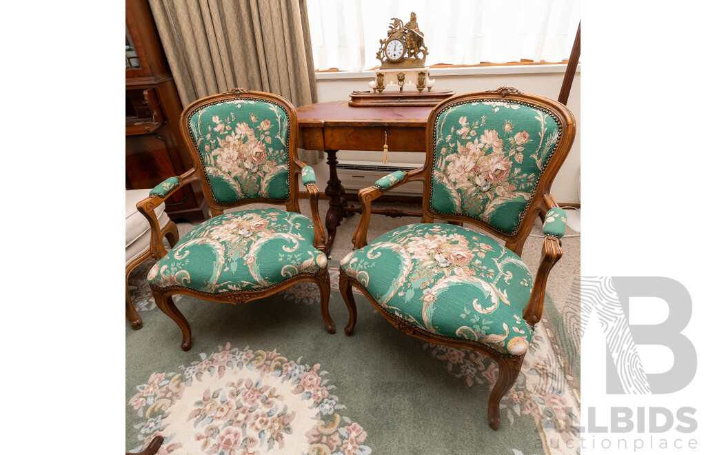 French Elm Carver with Upholstered Seat and Back