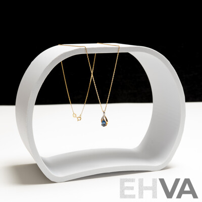 9ct Created Sapphire & Diamond Pendant, TDW0.005ct, 0.67 Grams on 45cm Sterling Silver Necklace