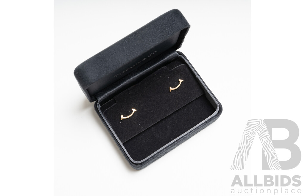 18ct Tiffany & Co. Tiffany T Smile (stud) Earrings, with Original Presentation Box, 1.69 Grams