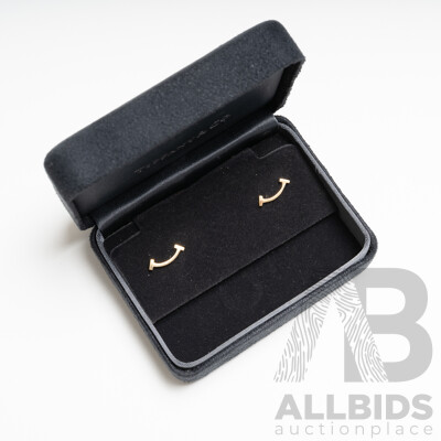 18ct Tiffany & Co. Tiffany T Smile (stud) Earrings, with Original Presentation Box, 1.69 Grams