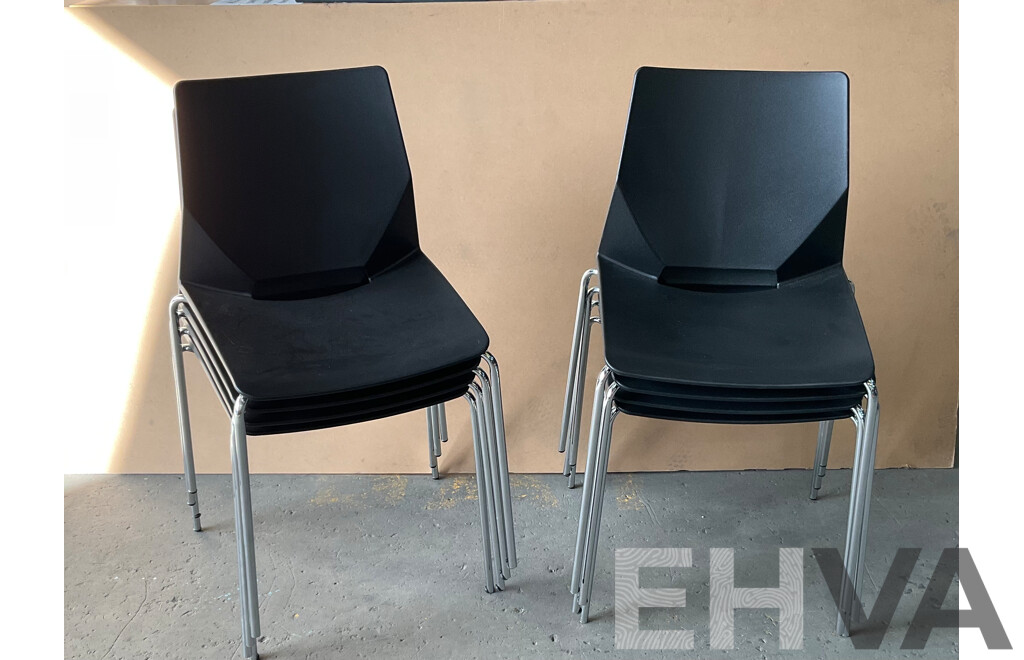 Black Stackable Plastic Office Chairs - Lot of 8