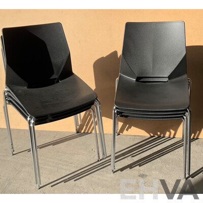 Black Stackable Plastic Office Chairs - Lot of 8