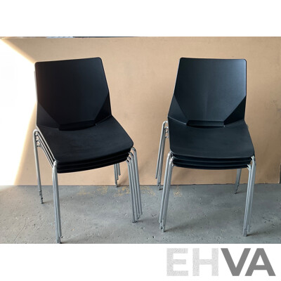 Black Stackable Plastic Office Chairs - Lot of 8