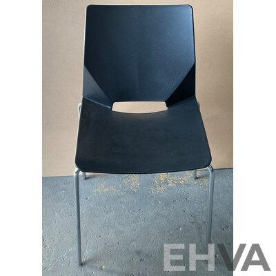 Black Stackable Plastic Office Chairs - Lot of 8