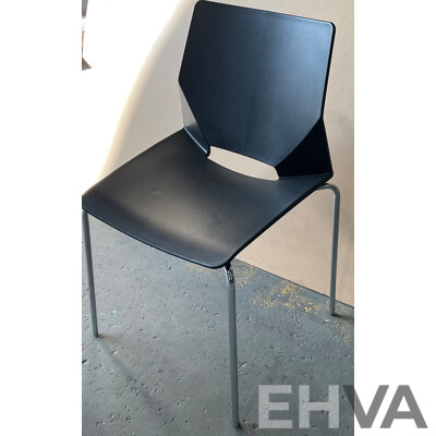 Black Stackable Plastic Office Chairs - Lot of 8