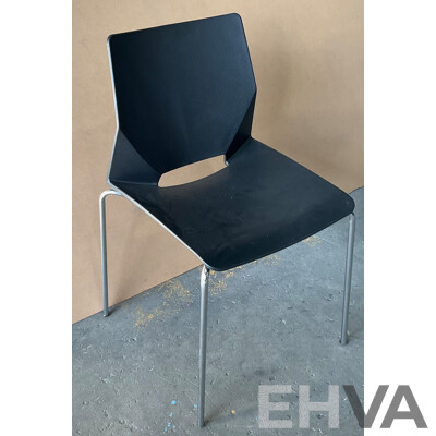 Black Stackable Plastic Office Chairs - Lot of 8