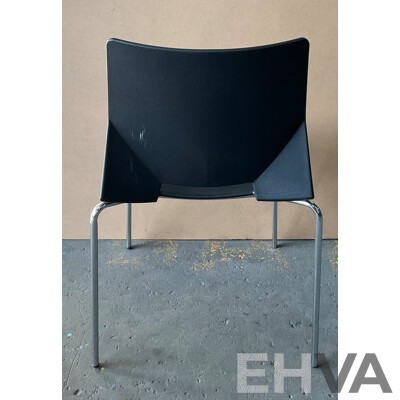 Black Stackable Plastic Office Chairs - Lot of 8