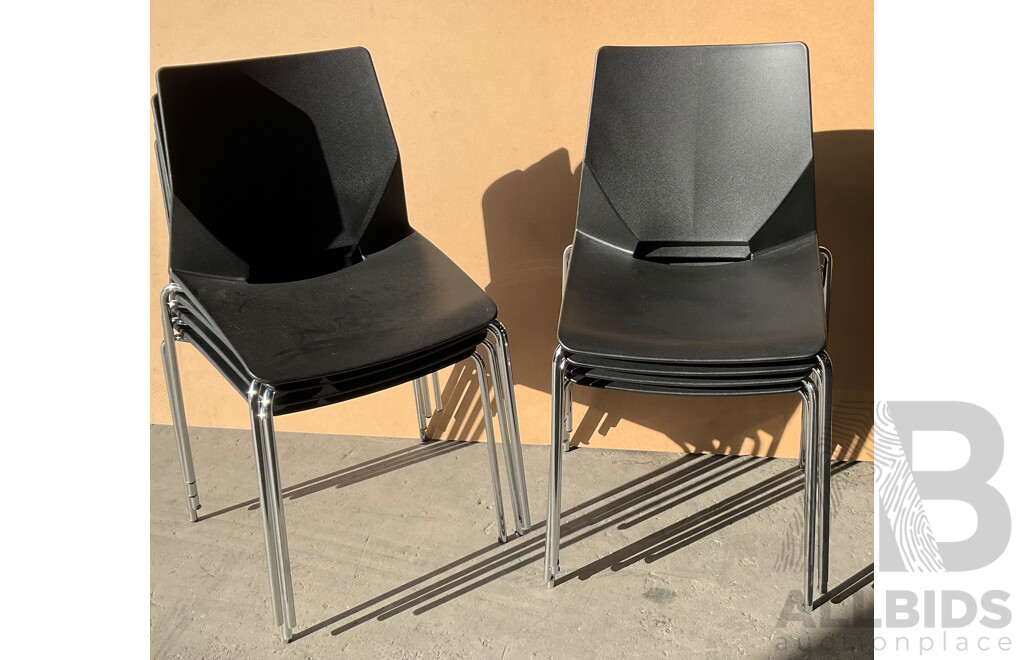Black Stackable Plastic Office Chairs - Lot of 8
