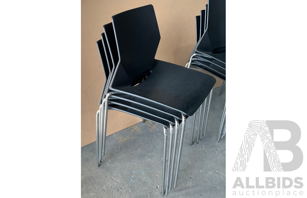 Black Stackable Plastic Office Chairs - Lot of 8