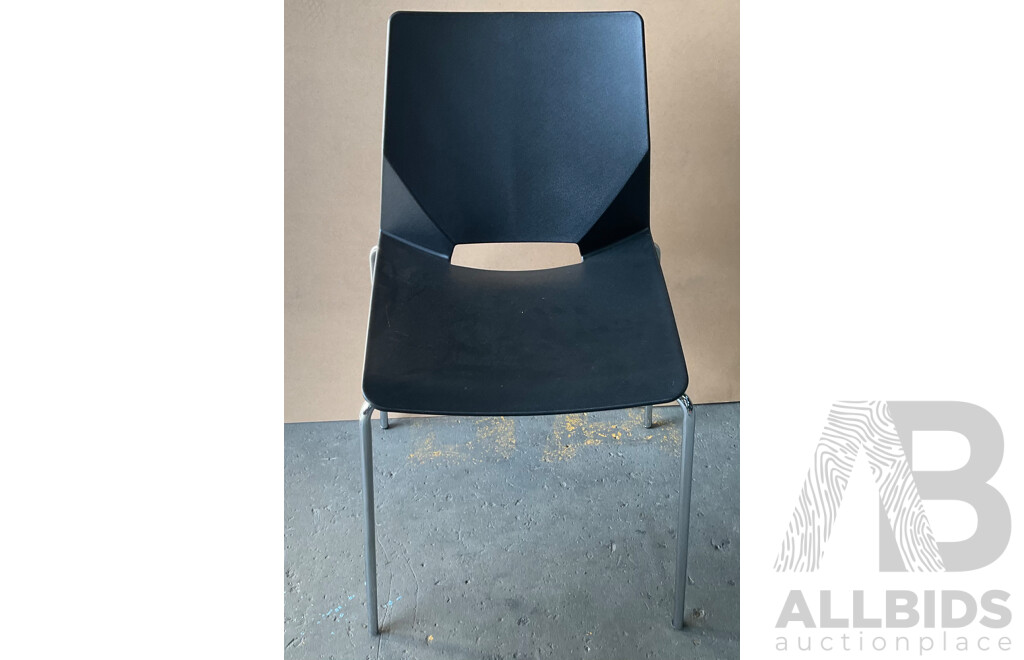 Black Stackable Plastic Office Chairs - Lot of 8