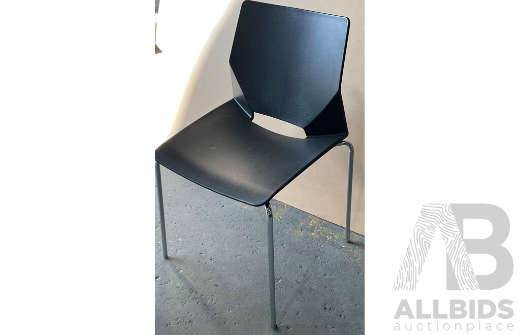 Black Stackable Plastic Office Chairs - Lot of 8