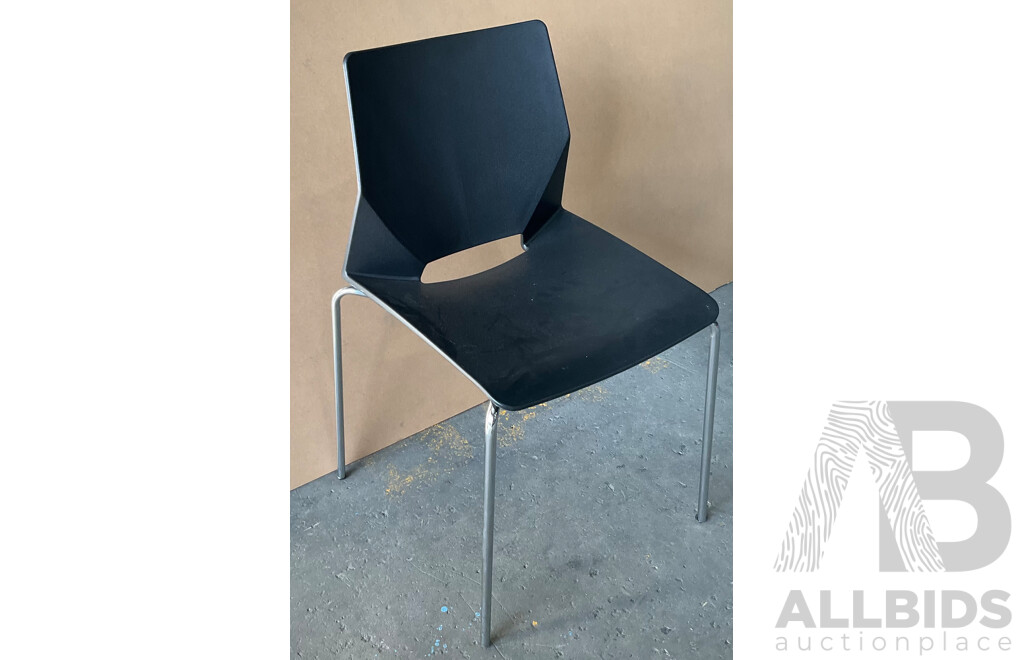 Black Stackable Plastic Office Chairs - Lot of 8