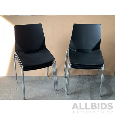 Black Stackable Plastic Office Chairs - Lot of 8