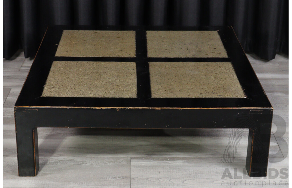 Modern Chinese Coffee Table with Stone Inlay