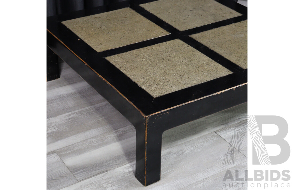 Modern Chinese Coffee Table with Stone Inlay