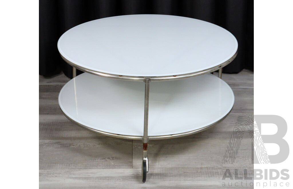 Modern Metal Based Coffee Table with Opaque Glass Top