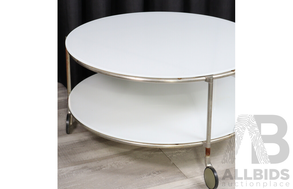 Modern Metal Based Coffee Table with Opaque Glass Top