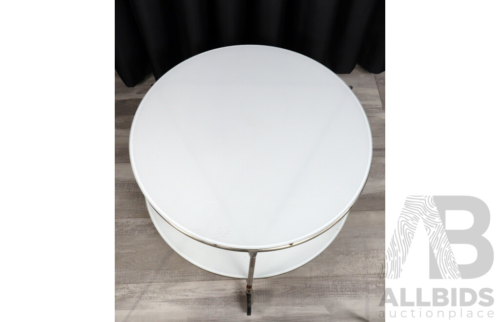 Modern Metal Based Coffee Table with Opaque Glass Top