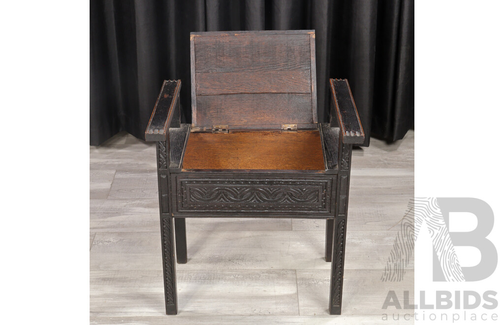Timber Lift Top Piano Stool with Carved Apron