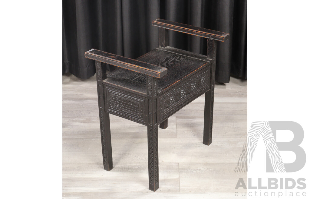 Timber Lift Top Piano Stool with Carved Apron