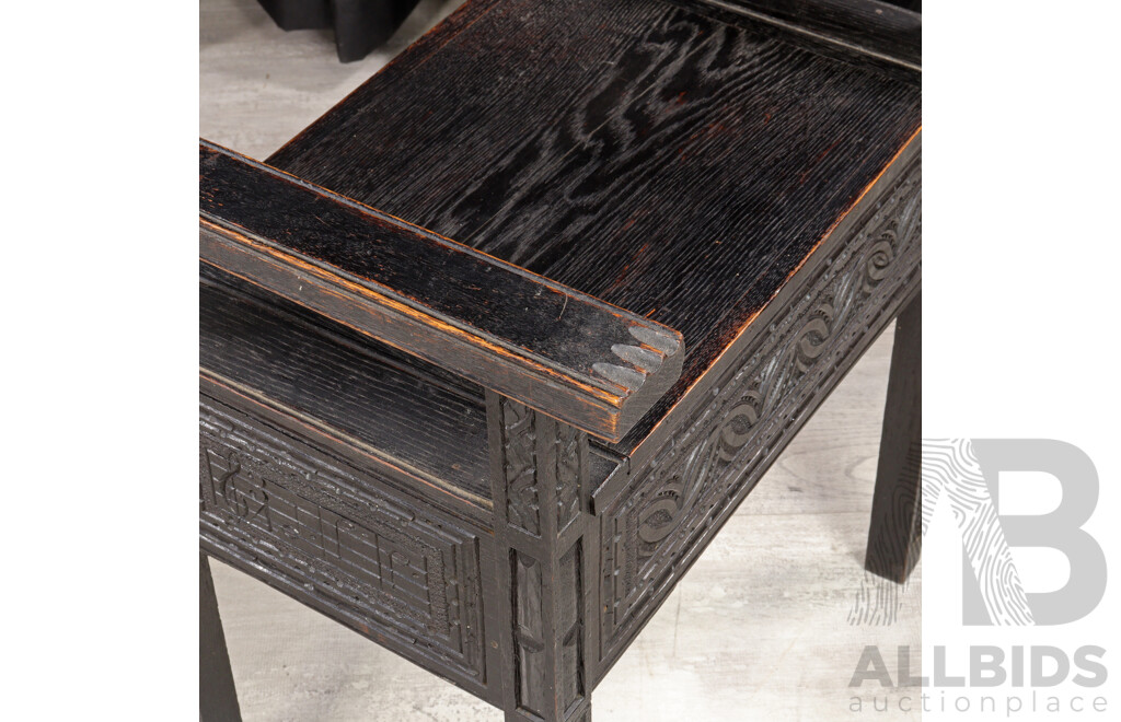 Timber Lift Top Piano Stool with Carved Apron