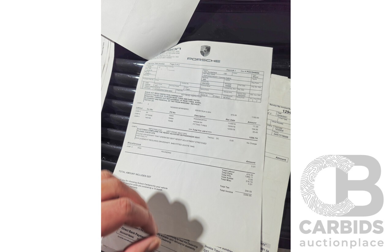 2/2003 Porsche 911 Carrera 996 2d Cabriolet Black 3.6L