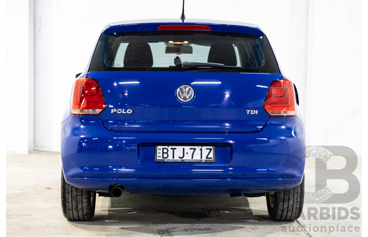 11/2010 Volkswagen Polo 66 TDI Comfortline 6R 5d Hatchback Ocean Blue Metallic Turbo Diesel 1.6L