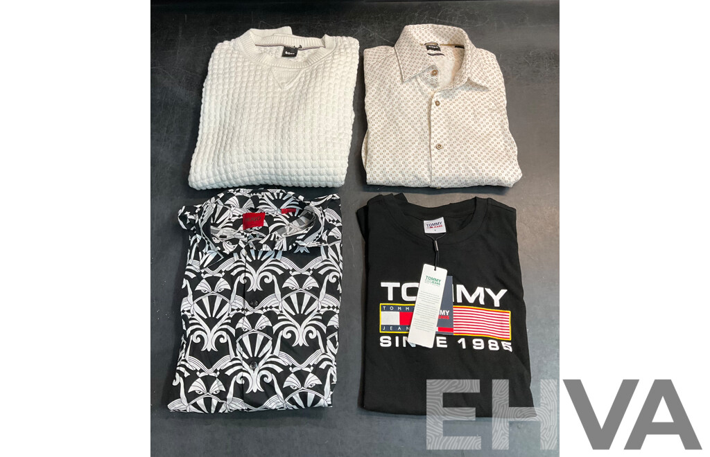 HUGO BOSS Shirts and Crewneck Sweater Size M and L, TOMMY JEANDS T-shirt Size S - Lot of 4