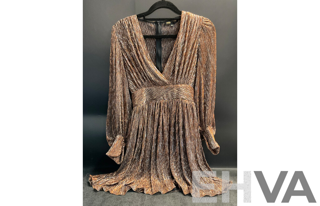 Maje Metallic Cocktail Dress - Brown - Size 34