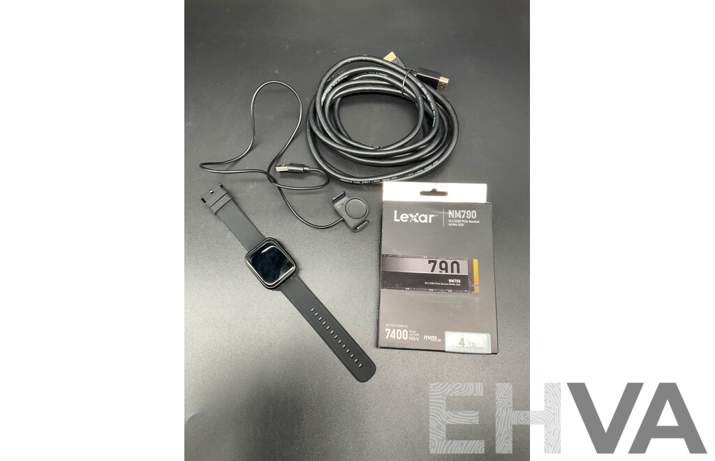 JOLT Smartwatch, LEXAR NM790 Solid State Drive, HDMI Cable - Lot of 3