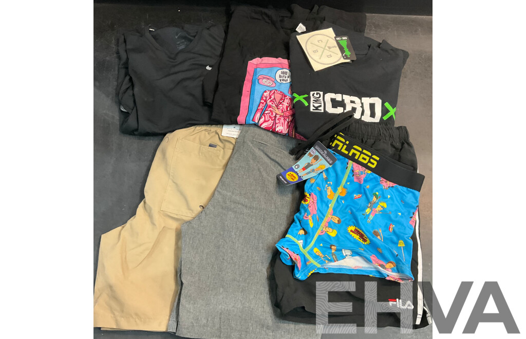 FILA, KingxCBD, Nike and Assorted T-shirt/ Shorts /Trunk - Size M/3XL/2XL