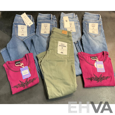 JUST JEANS Jeans Size (x5) and GHANDA T-Shirts (x2) - Lot of 7