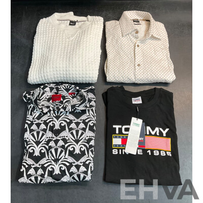HUGO BOSS Shirts and Crewneck Sweater Size M and L, TOMMY JEANDS T-shirt Size S - Lot of 4
