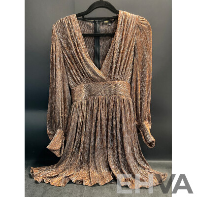 Maje Metallic Cocktail Dress - Brown - Size 34