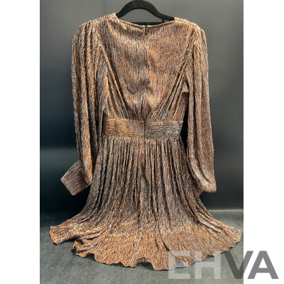 Maje Metallic Cocktail Dress - Brown - Size 34