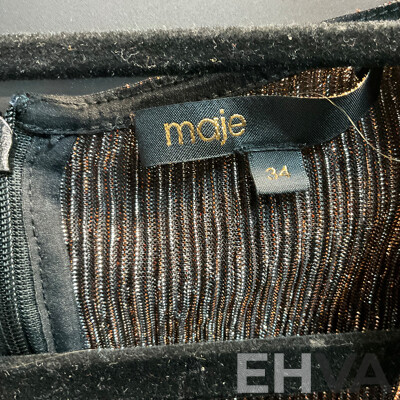 Maje Metallic Cocktail Dress - Brown - Size 34